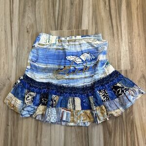 JAMS WORLD "Mist" Art To Wear Resort Pull On Ruffle Skirt Elastic Waist Size XL‎
